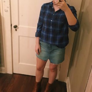 Aerie Super Soft Blue and Orange Flannel